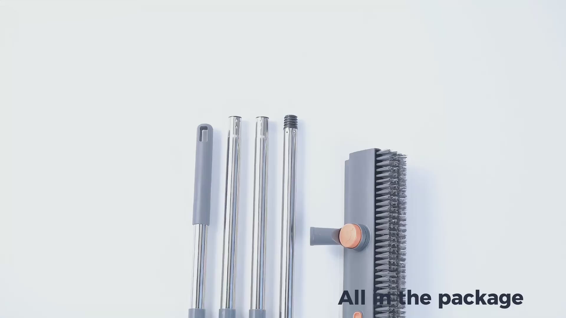 Scrub Brush with Long Handle, Floor Scrub Brush Squeegee Broom for Cleaning, 3 in 1 Shower Scrubber Floor Broom Squeegee for Concrete Tile Wall Deck Patio